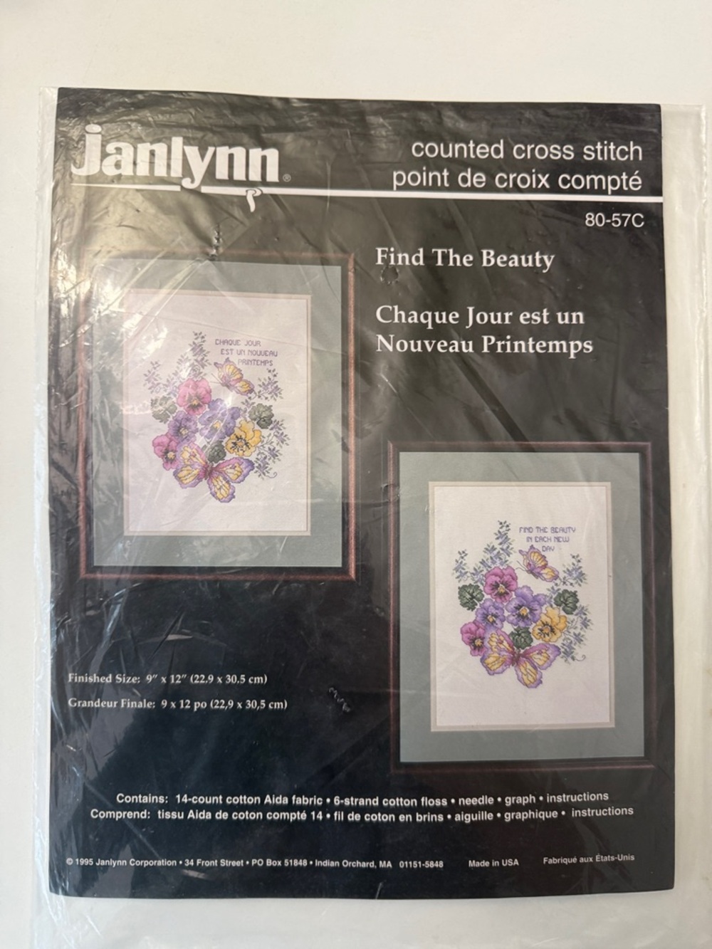 Janlynn "Find The Beauty" Counted Cross Stitch Floral Kit - Purple & Yellow
